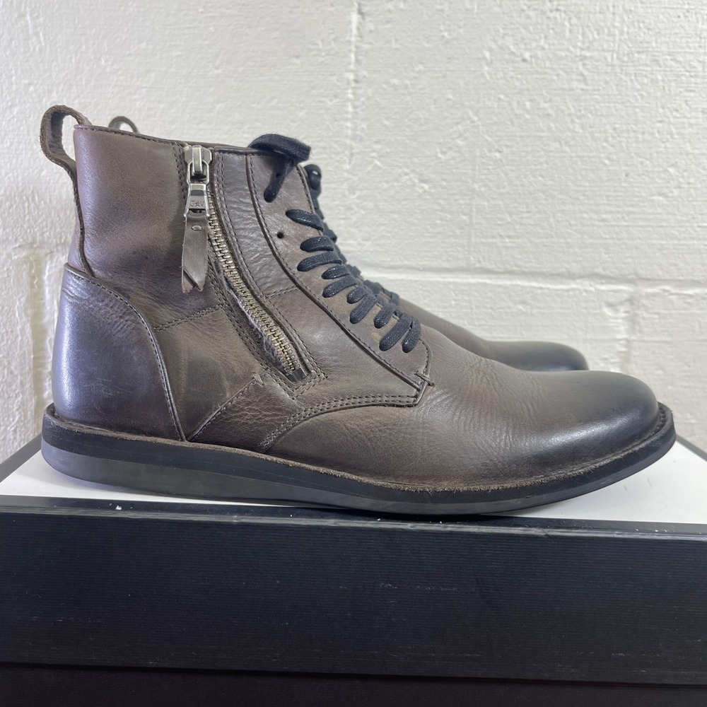 John Varvatos Star USA Barrie Brown‎ Leather Ankle Boots Side Zip Men's Size 8 M